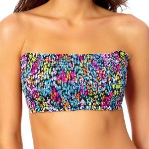 California Waves Smocked Bandeau Bikini Top